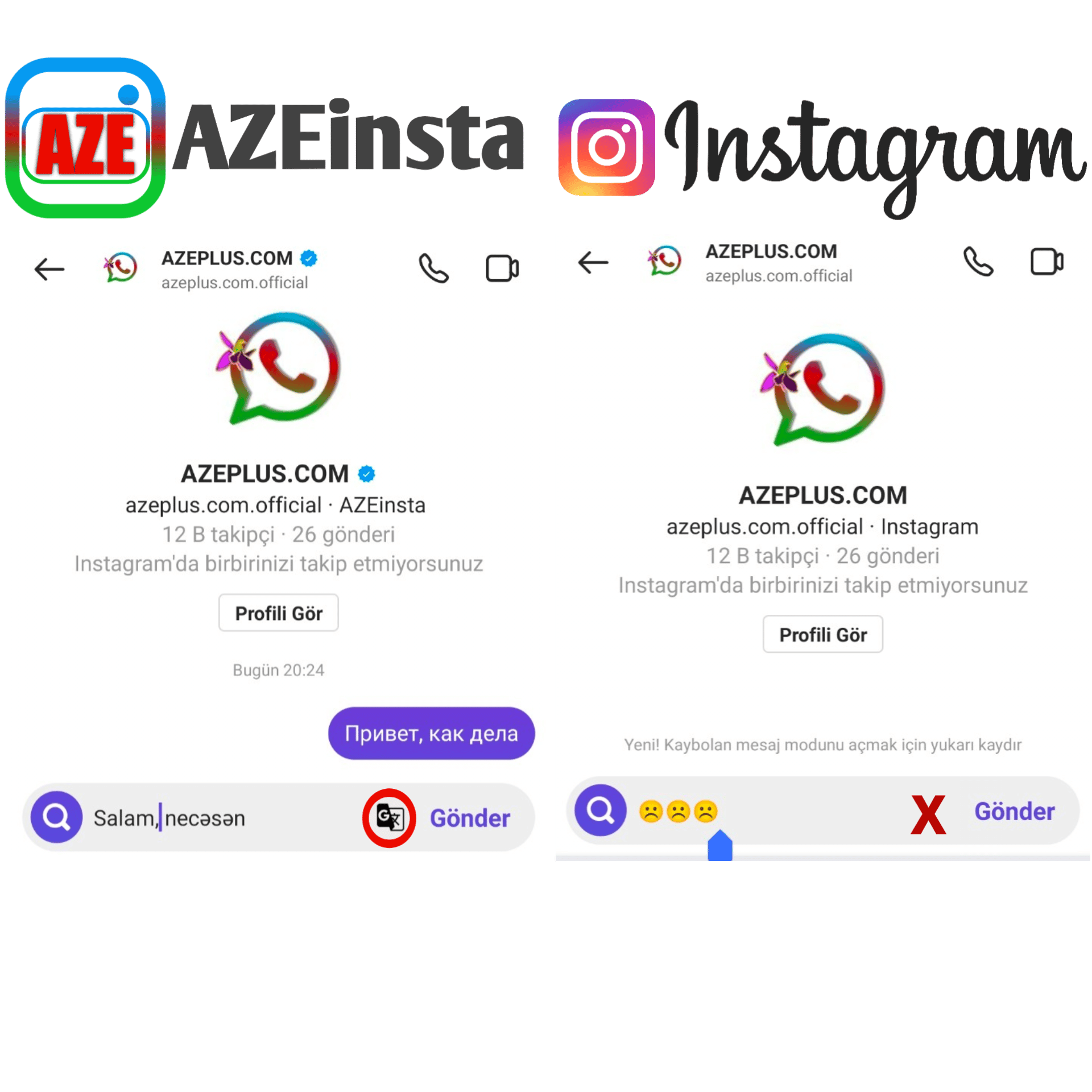 AZEinsta və instagram fərqi